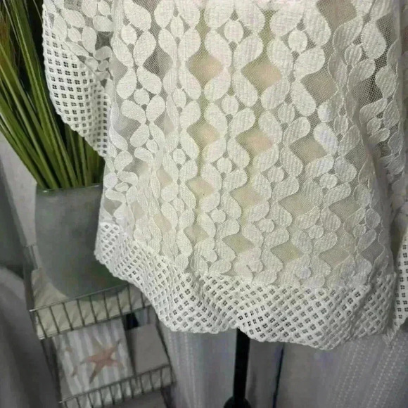 ADIVA Womens S Lace Short Kimono Style Top Crochet Knit Mesh Semi Sheer Blouse - Picture 5 of 12